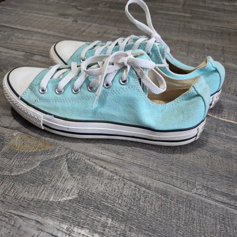 Converse All Star Low Top Sneakers Unisex Mens 8 Womens 10 Light Blue Shoes